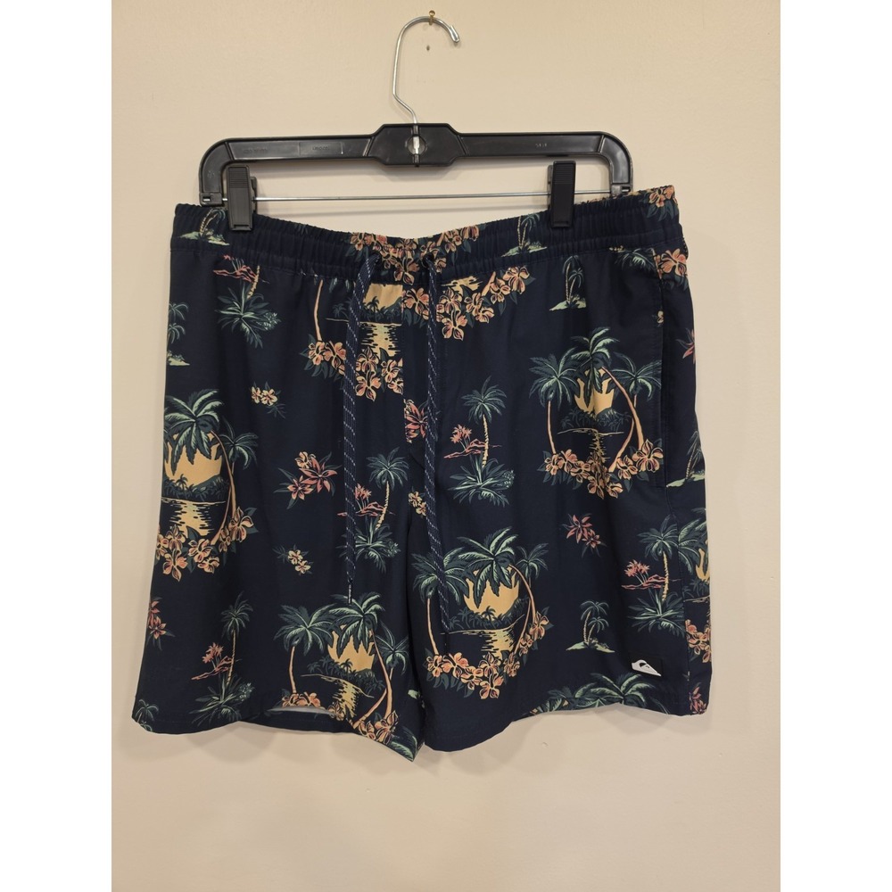 Quiksilver Men's Swim Trunks Vintage Y2K Tropical Hawaiian Size L Surf Board